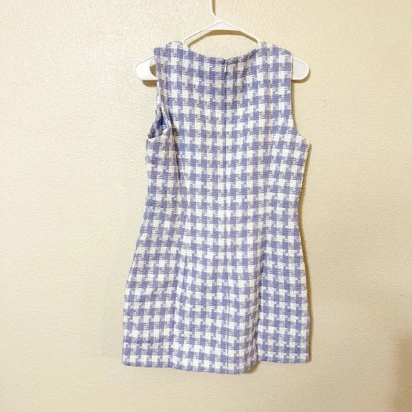 NWT Amanda Uprichard Puzzle Mini Dress in Light Blue Tweed Boucle size large